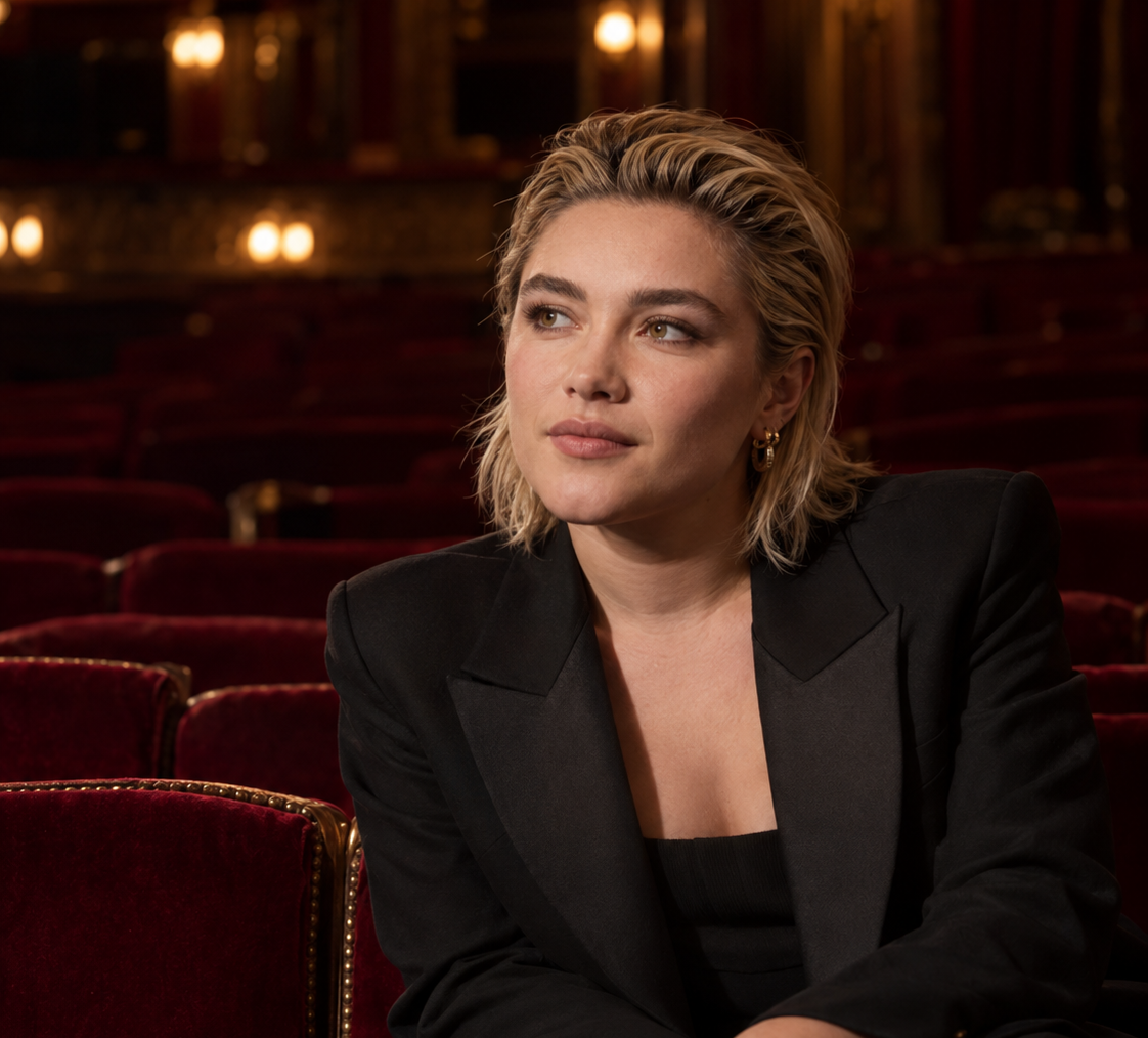 Florence Pugh at an elegant London theatre event
